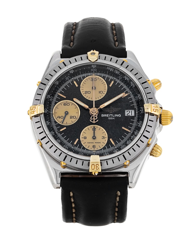 Breitling Chronomat Black Baton Dial Leather Strap