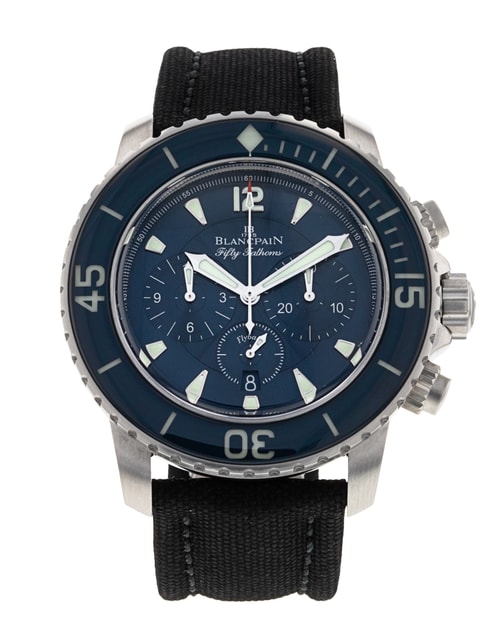 Blancpain Fifty Fathoms Blue Baton Dial Leather Strap