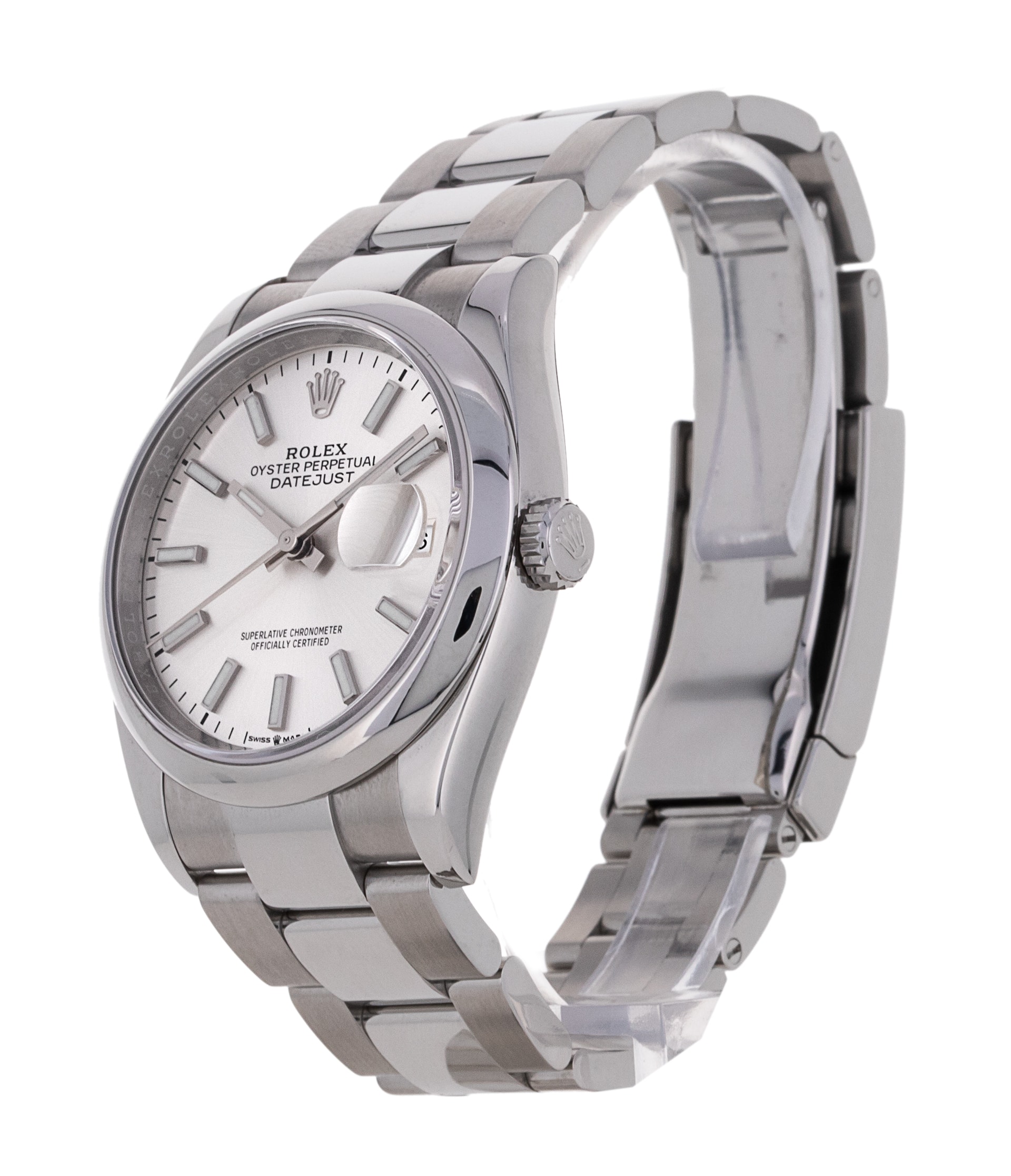 Rolex Datejust 126200 Silver Baton Dial Bracelet Strap