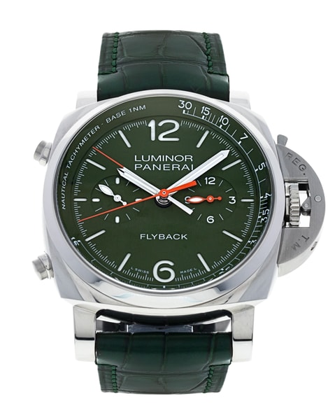 Panerai Luminor Chrono PAM01296 Green Dial Leather Strap