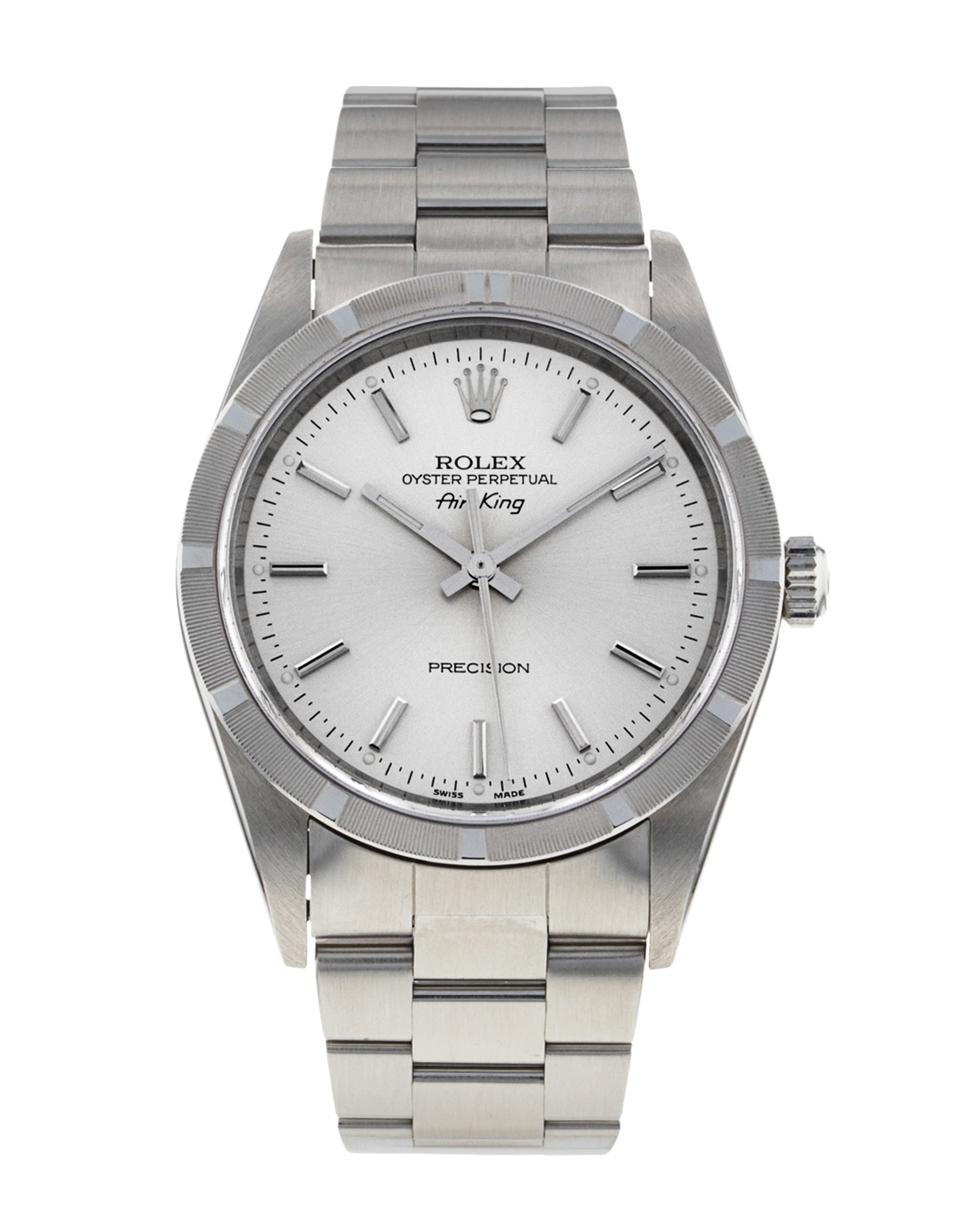 Rolex Air King 14010M Silver Baton Dial Bracelet Strap