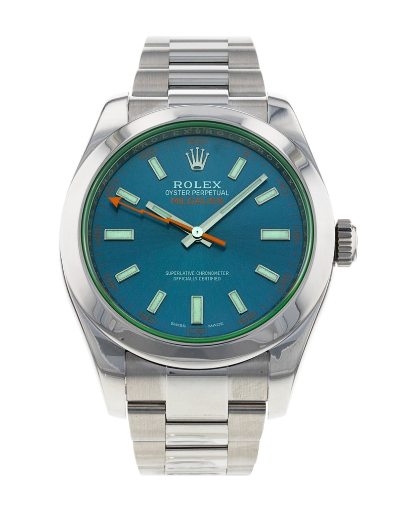 Rolex Milgauss 116400 GV Blue Baton Dial Bracelet Strap