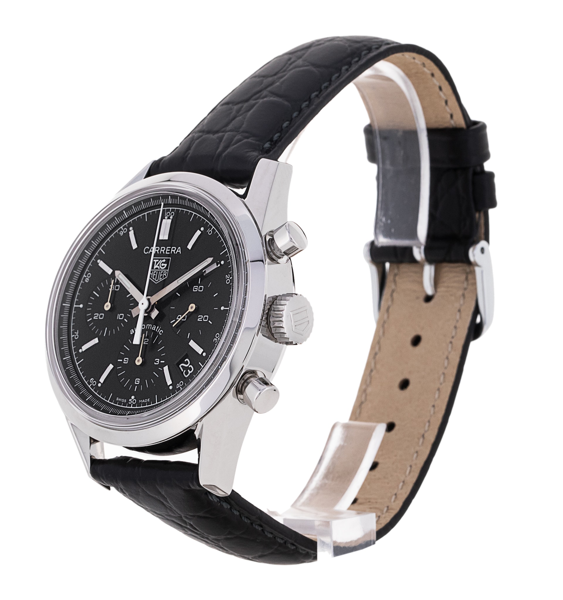 Tag Heuer Carrera CV2111 Black Baton Dial Fabric Strap