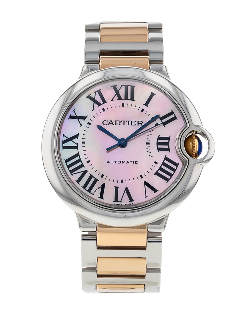 Cartier Ballon Bleu Mother of Pearl Pink Roman Numeral Zifferblatt