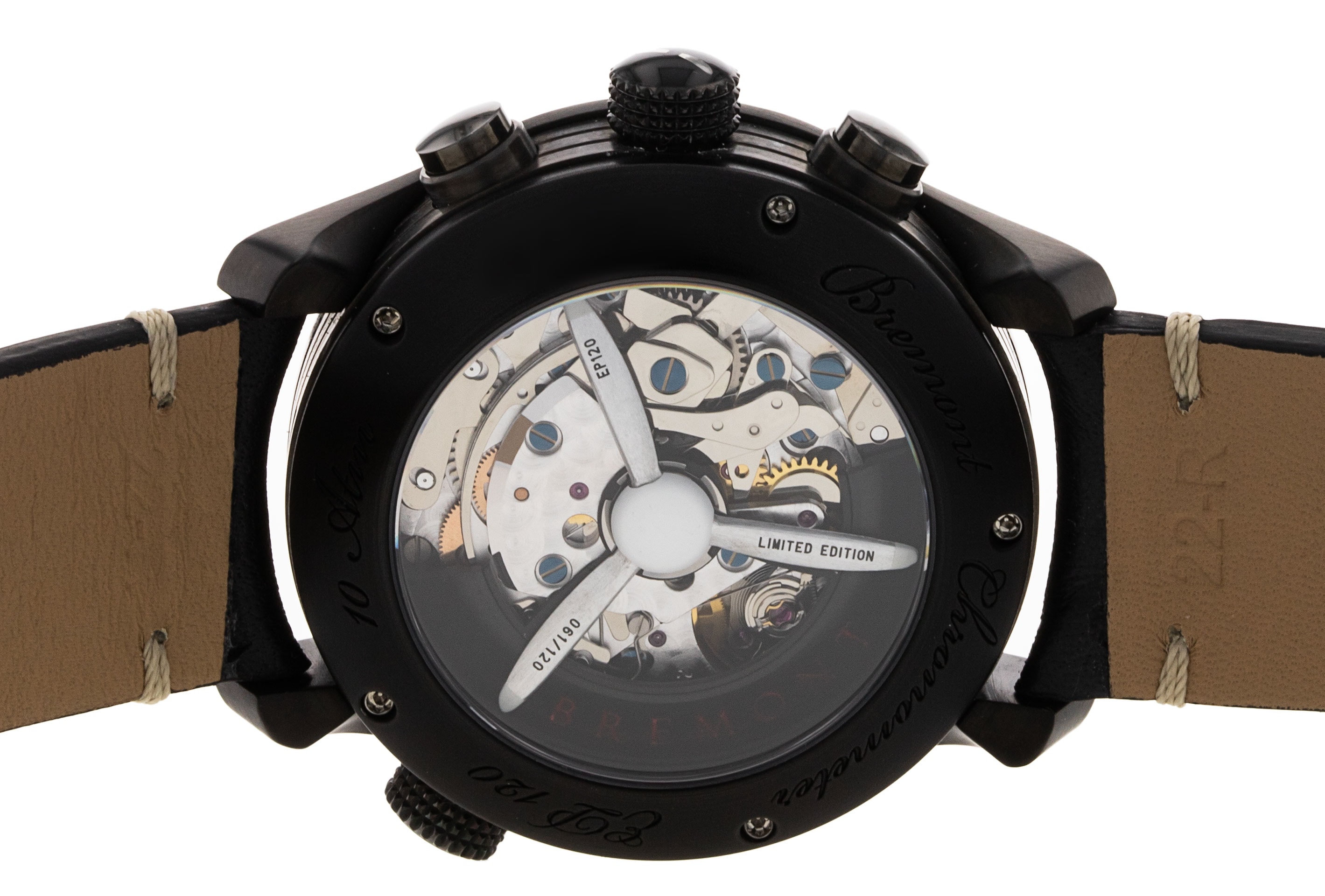 Bremont Spitfire EP120 Black Arabic Dial Leather Strap