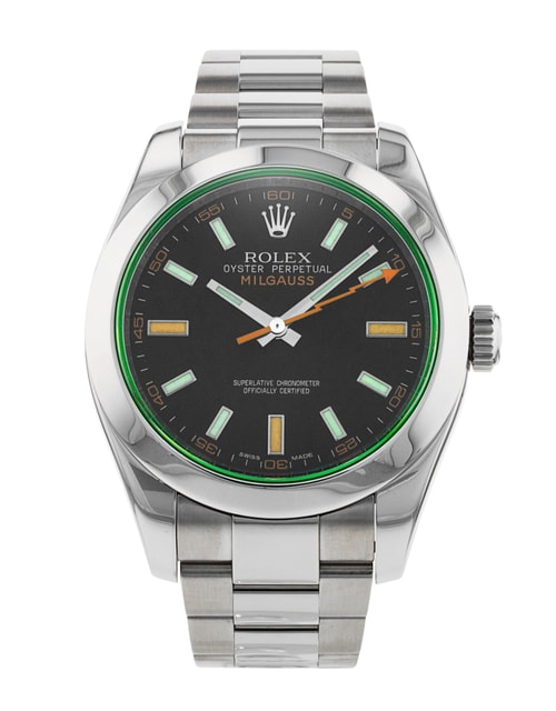 Rolex Milgauss 116400 GV Black Baton Dial Bracelet Strap