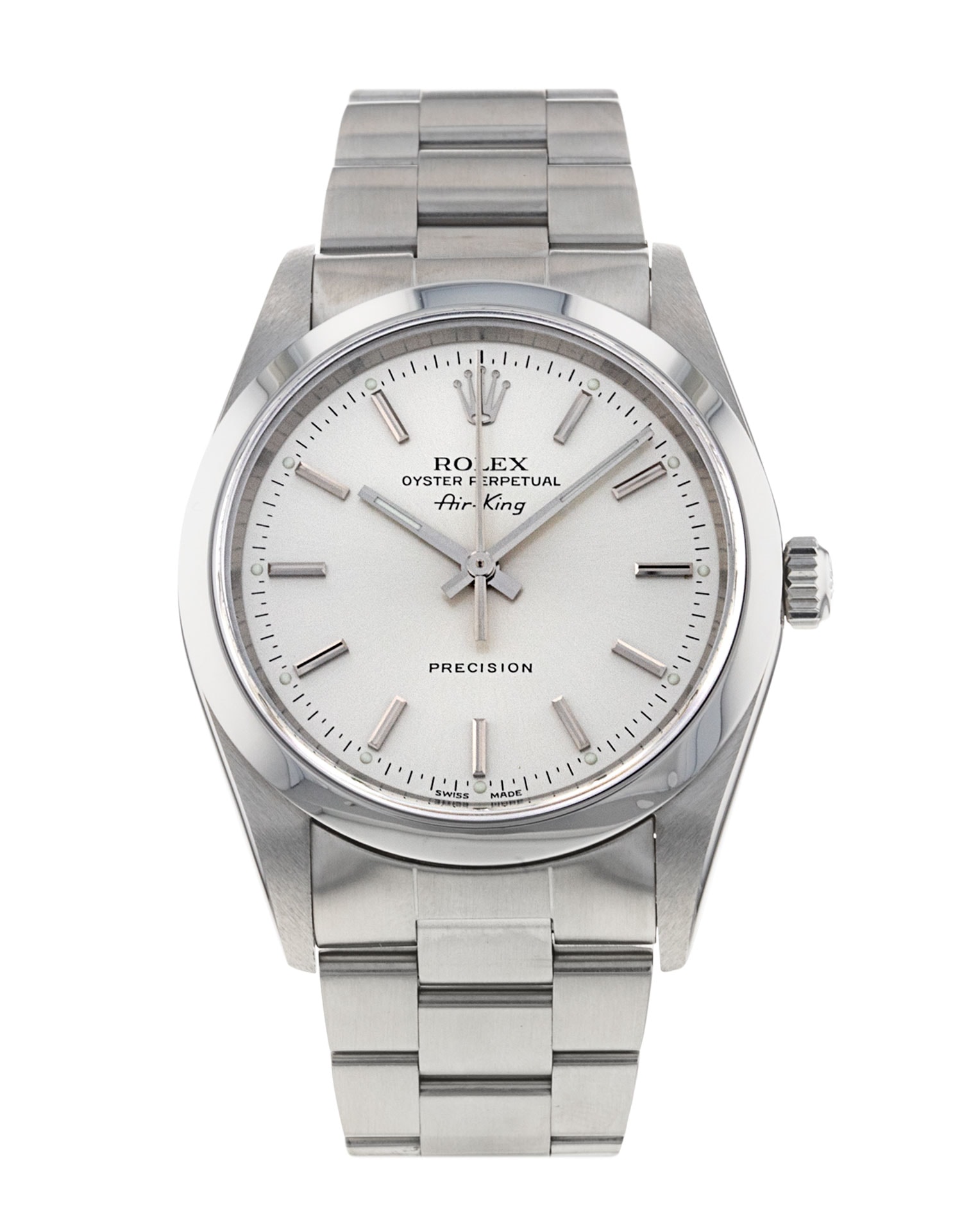 Rolex Air King 14000M Silver Baton Dial Bracelet Strap