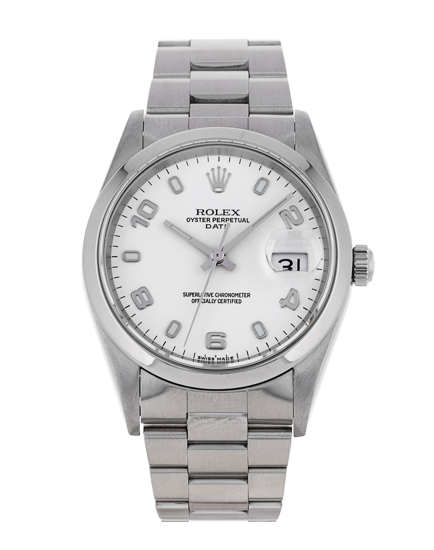 Rolex Oyster Perpetual Date White Arabic Dial