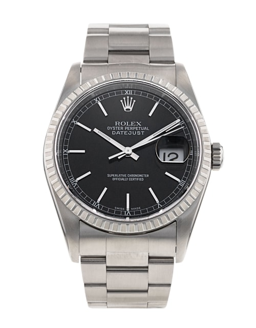 Rolex Datejust 16220 Black Baton Dial Bracelet Strap