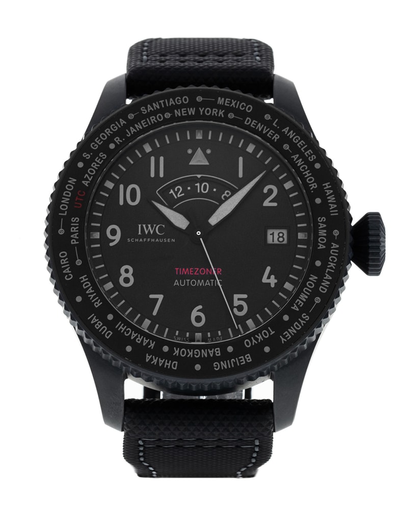 IWC Pilot's Timezoner Black Arabic Dial Fabric Strap