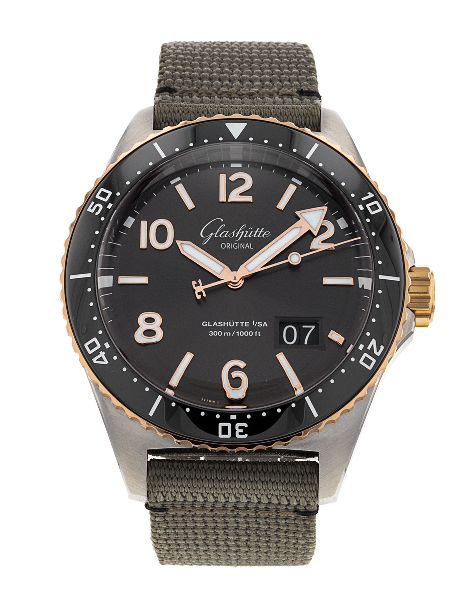 Glashutte Original SeaQ Panorama Date Grau Arabisch Zifferblatt