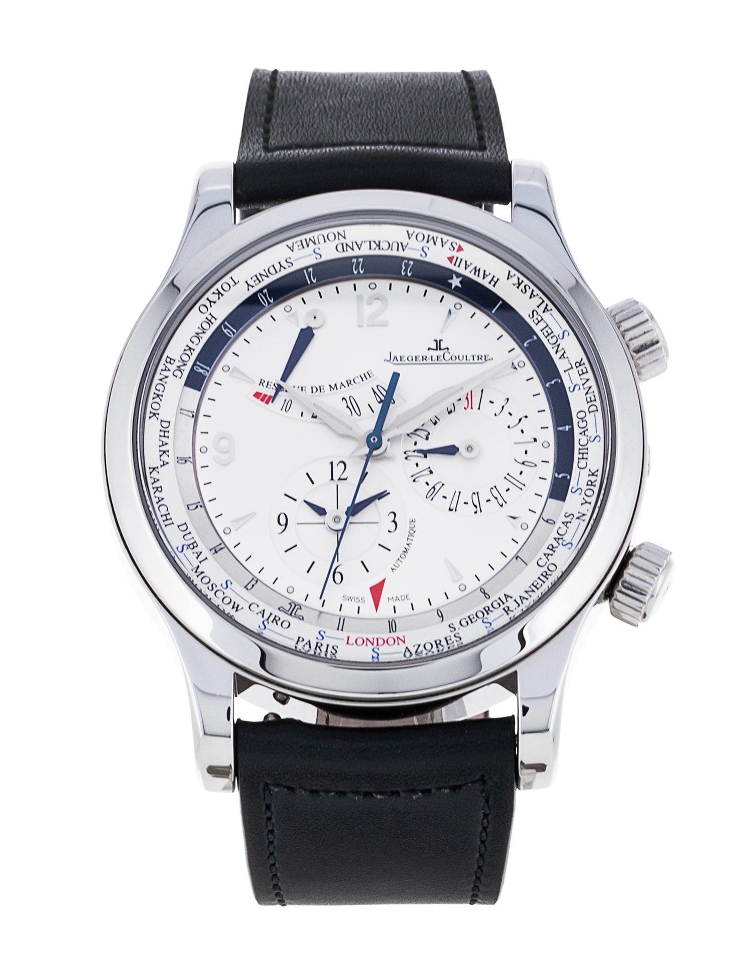 Jaeger LeCoultre Master Geographic Silver Quarter Arabic Dial
