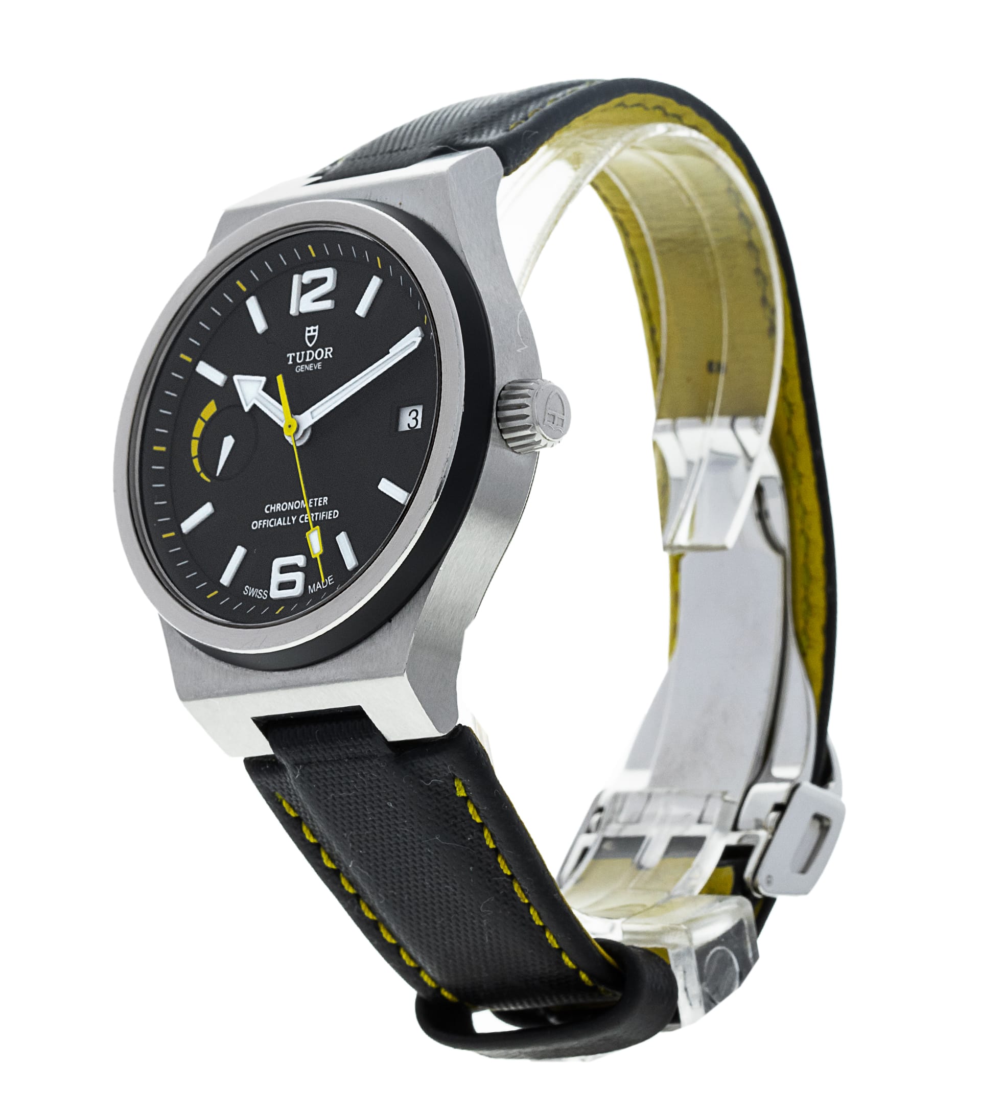 Tudor North Flag - Schwarz Zifferblatt & Leder Armband 