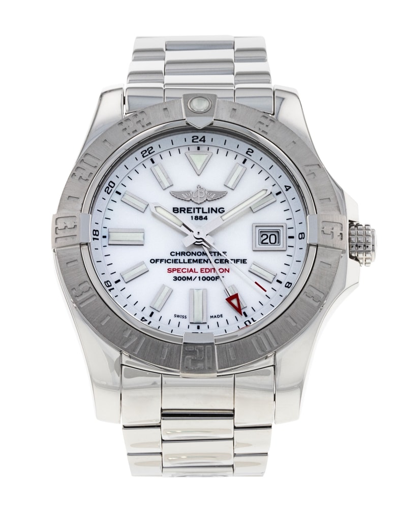 Breitling Avenger II GMT Mother of Pearl White Dial