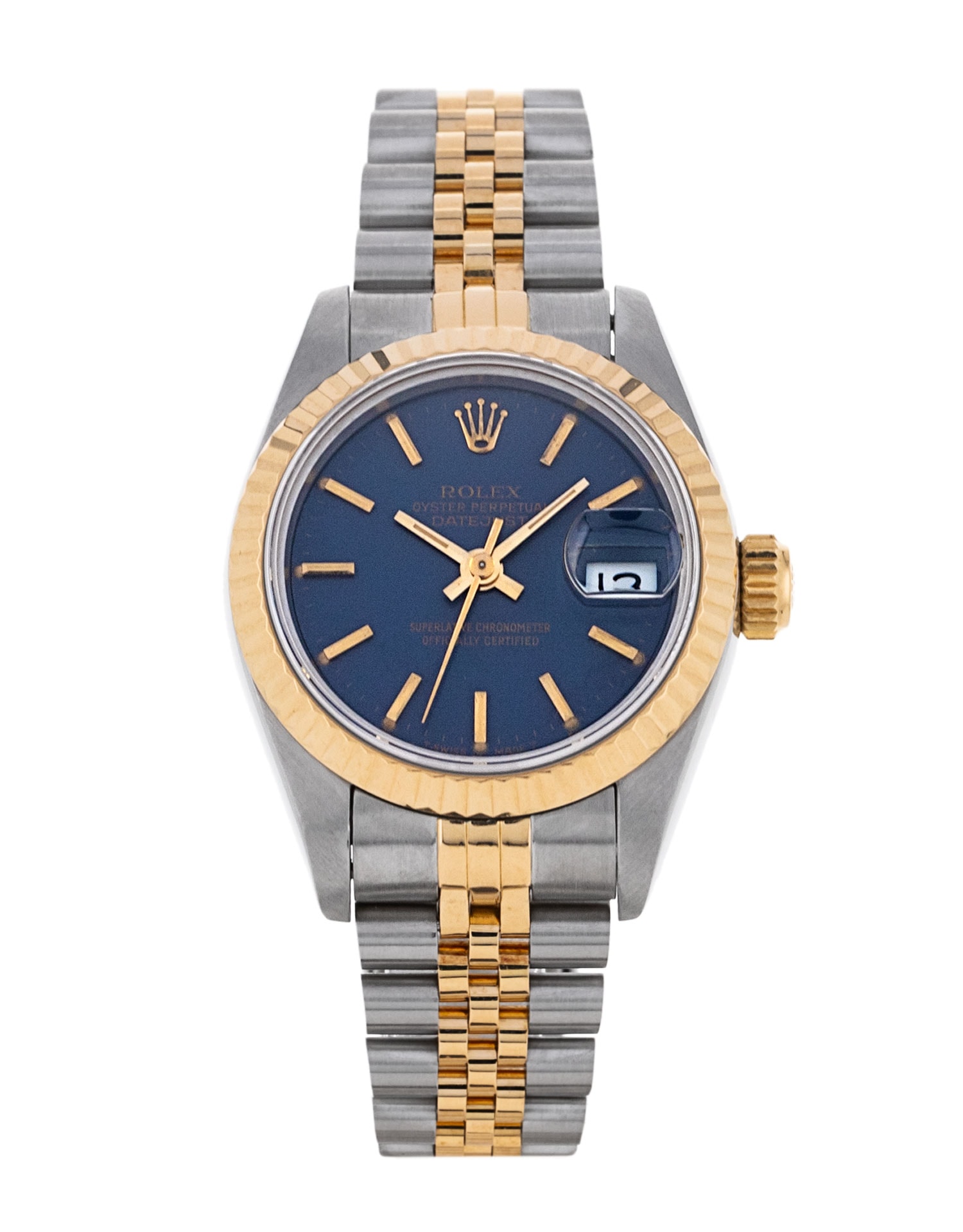 Rolex Datejust Lady 69173 Blue Baton Dial Bracelet Strap