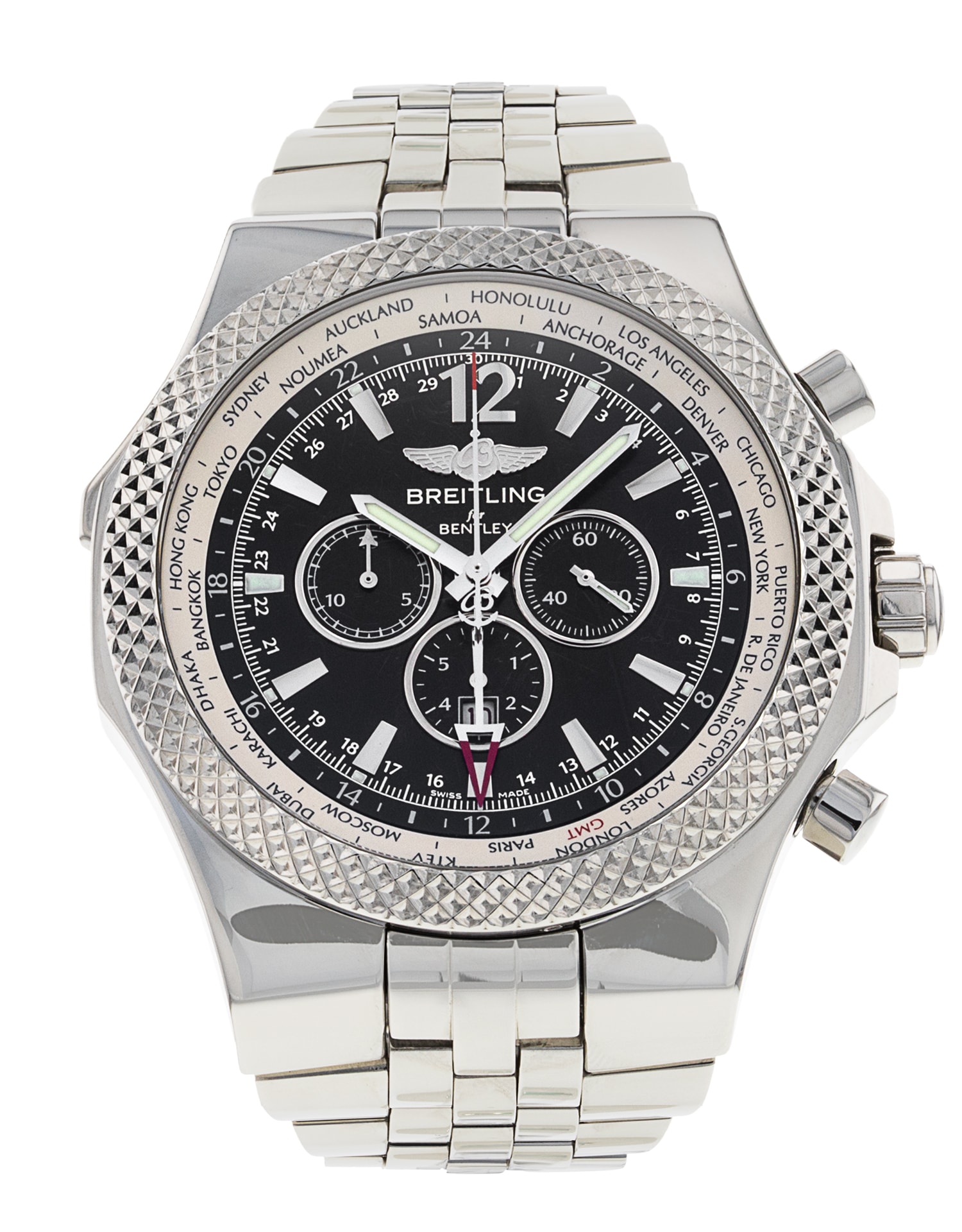 Breitling Bentley GMT Black Baton Dial Bracelet Strap