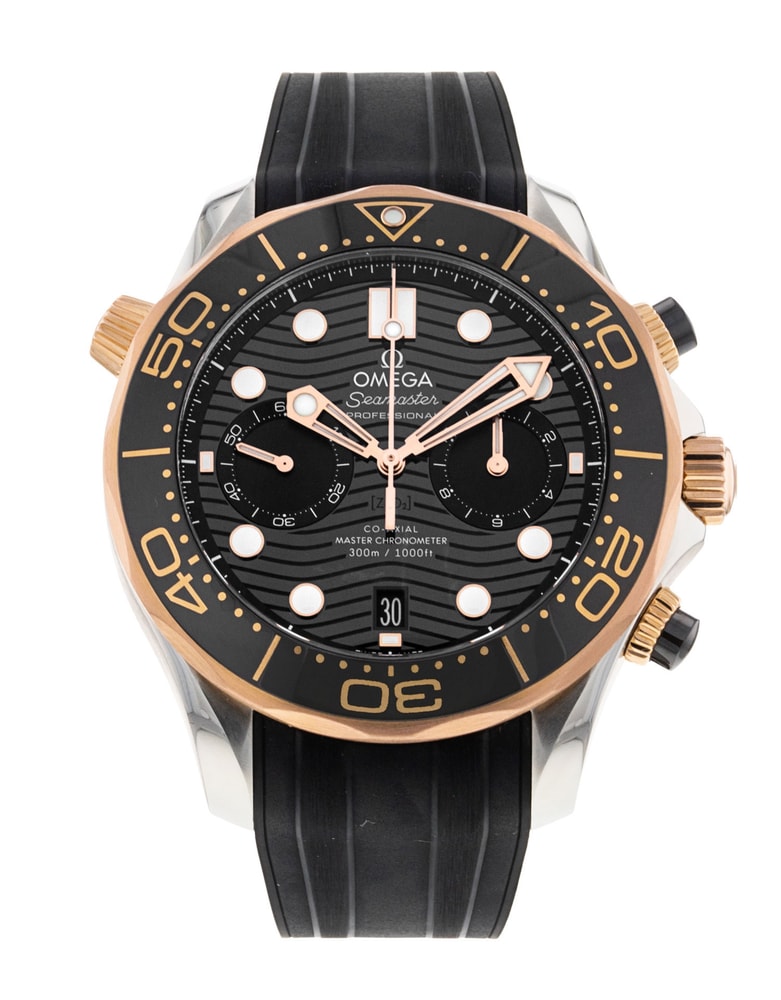 Omega Seamaster Diver 300m Black Baton Dial Rubber Strap