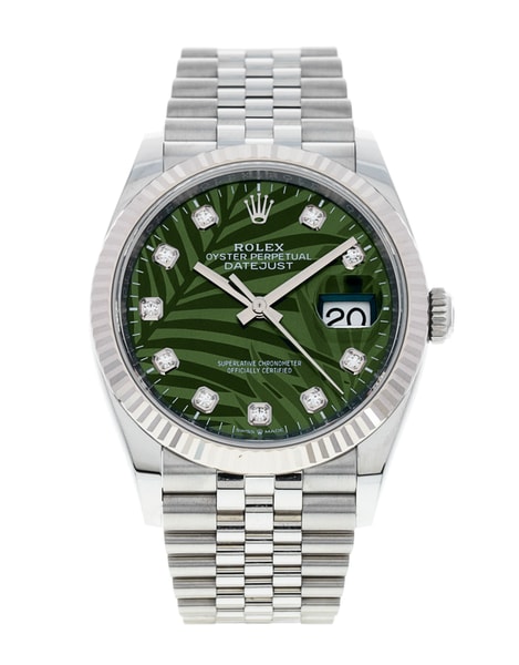 Rolex Datejust Olive Green Palm Motif Diamond Dial