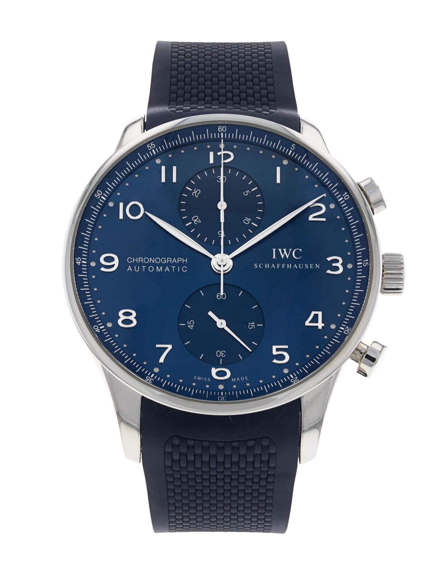 IWC Portugieser Chrono Blue Arabic Dial Leather Strap