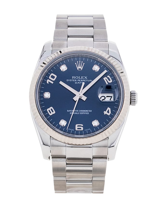 Rolex Oyster Perpetual Date Blue Diamond Dial