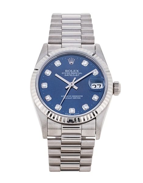 Rolex Mid-Size Datejust Blue Diamond Dial Bracelet Strap