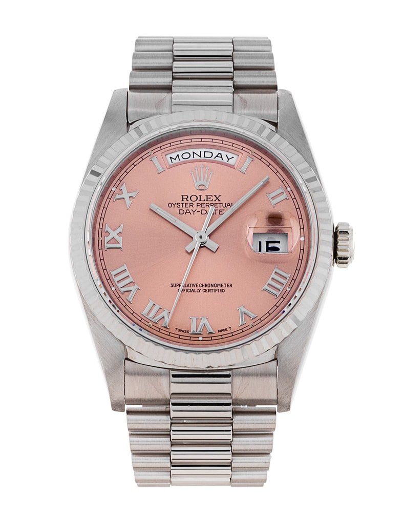 Rolex Day Date Salmon Dial Rolex President White Gold 118239 Stock