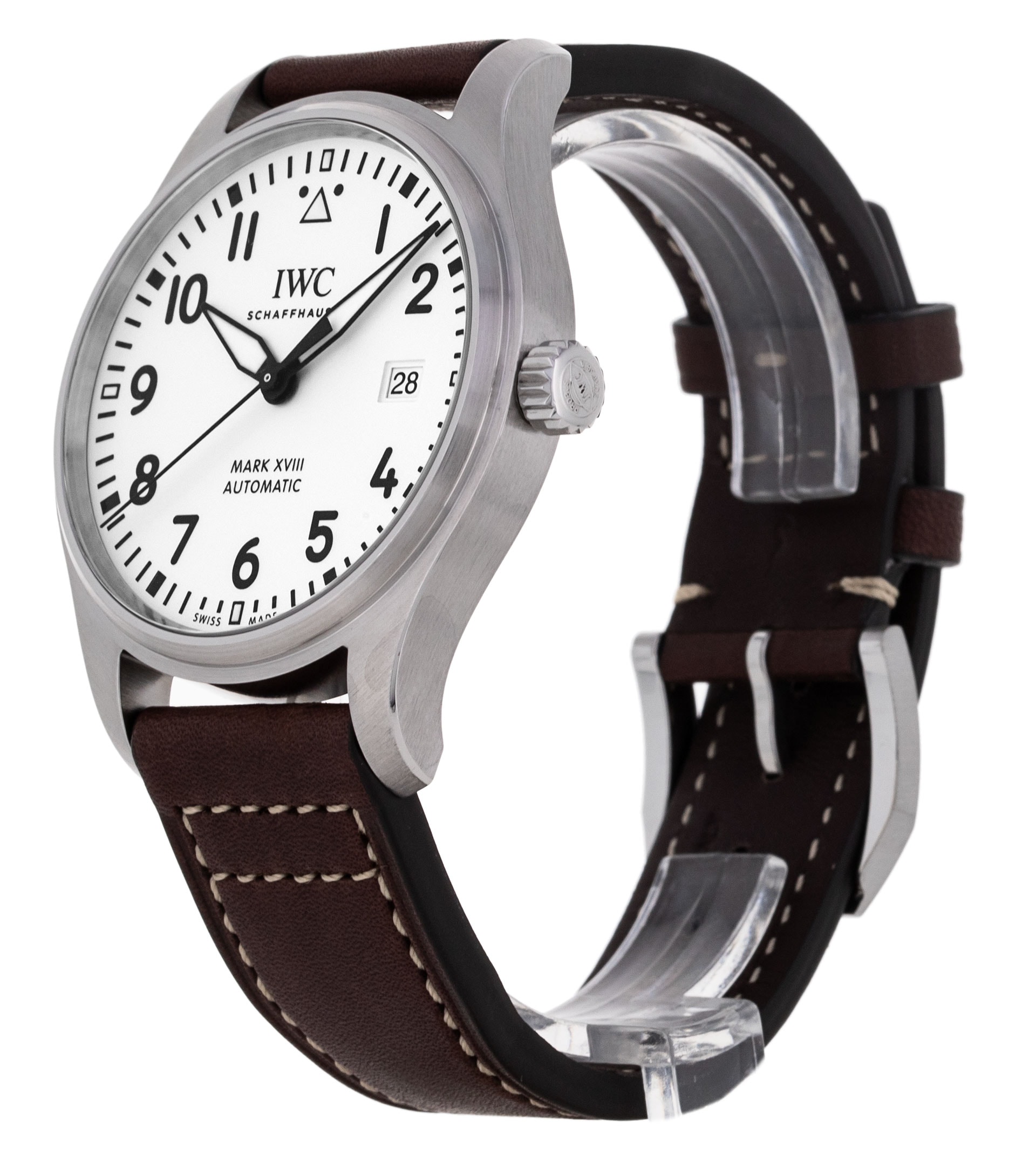 IWC Pilot s Mark XVIII White Arabic Dial Leather Strap