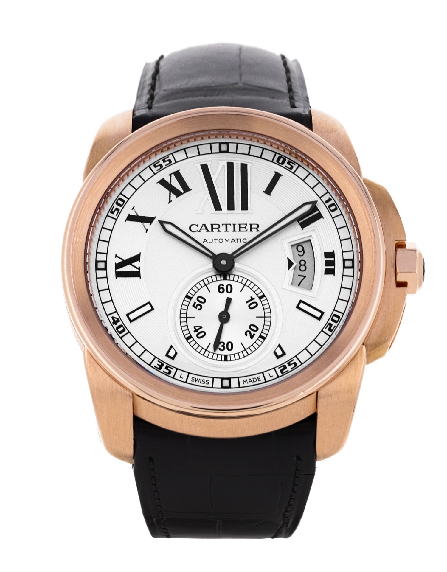 Cartier Calibre De Cartier WeiB romische Ziffern Zifferblatt