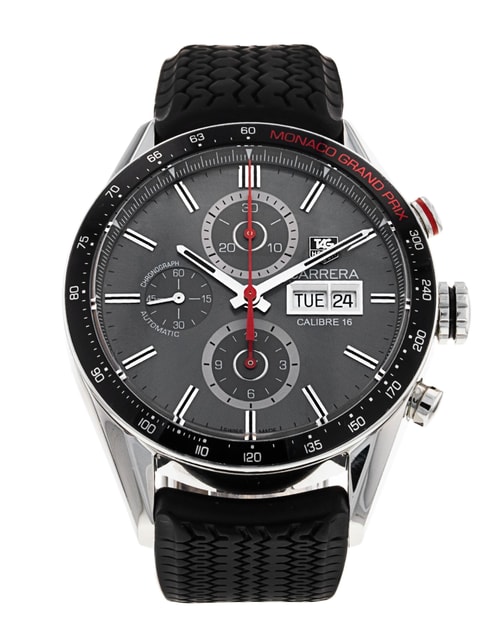 Tag Heuer Carrera Grey Baton Dial Rubber Strap
