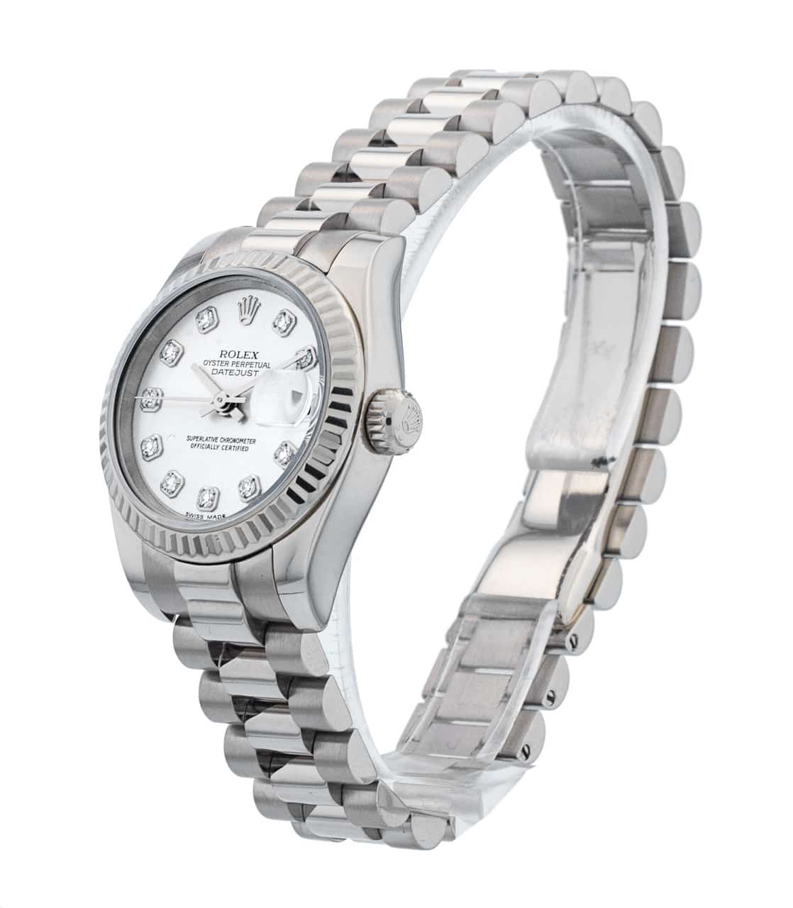 Rolex Datejust Lady Silver Diamond Dial Bracelet Strap
