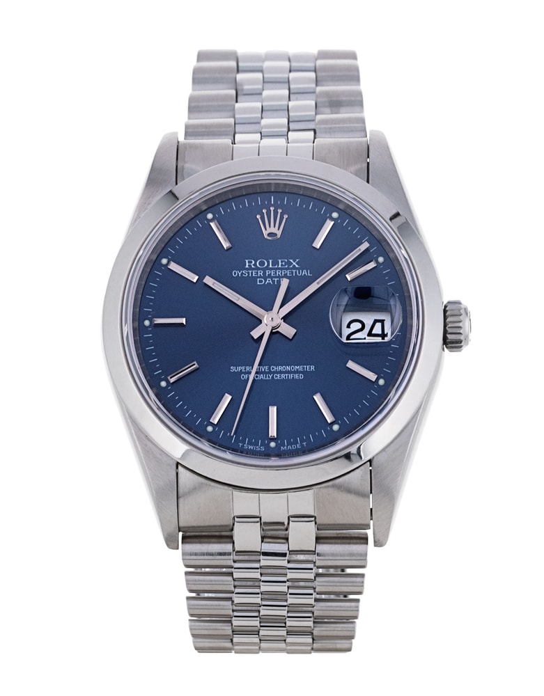 Rolex Oyster Perpetual Date Blue Baton Dial