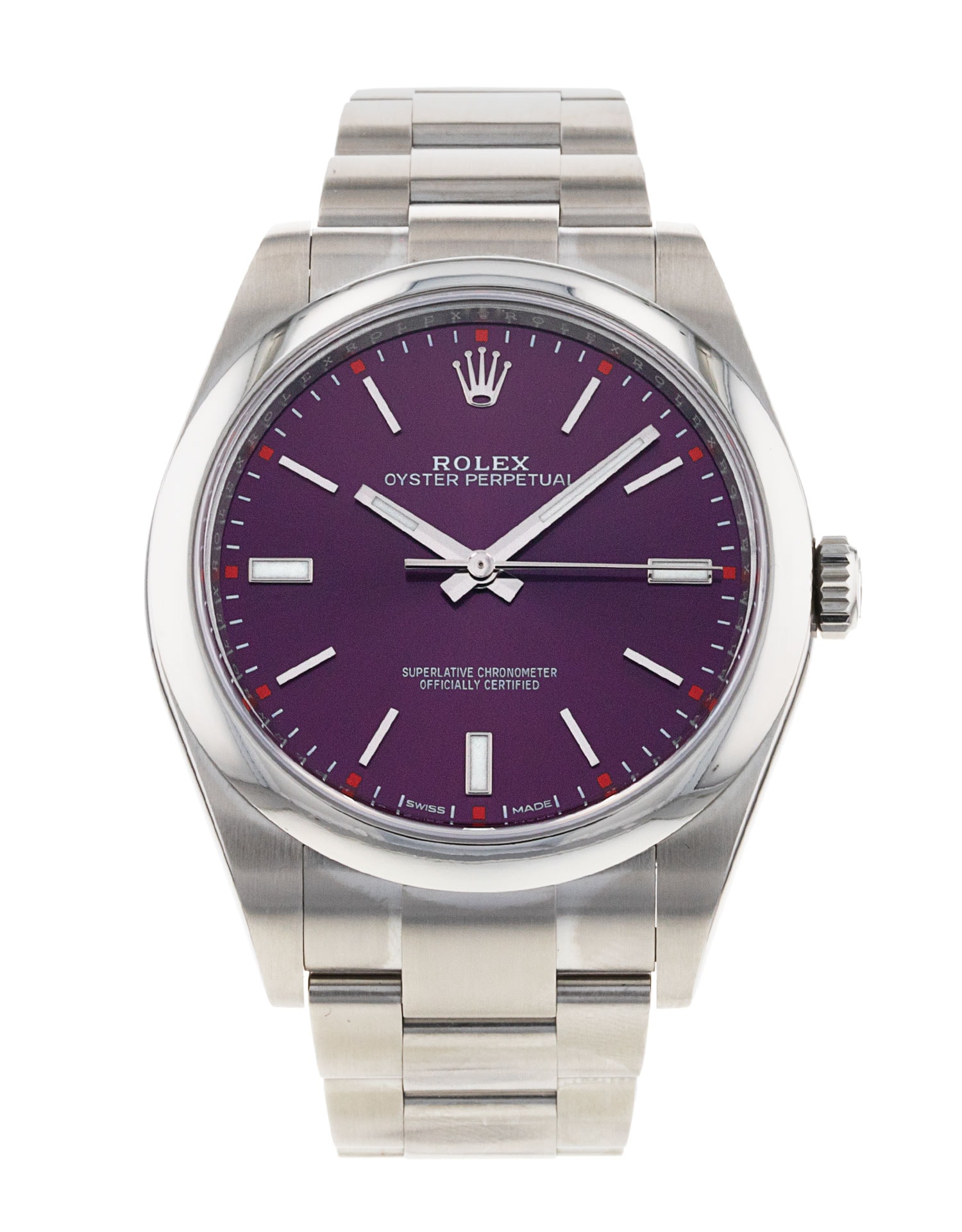 Rolex Oyster Perpetual Red Grape Dial Bracelet Strap