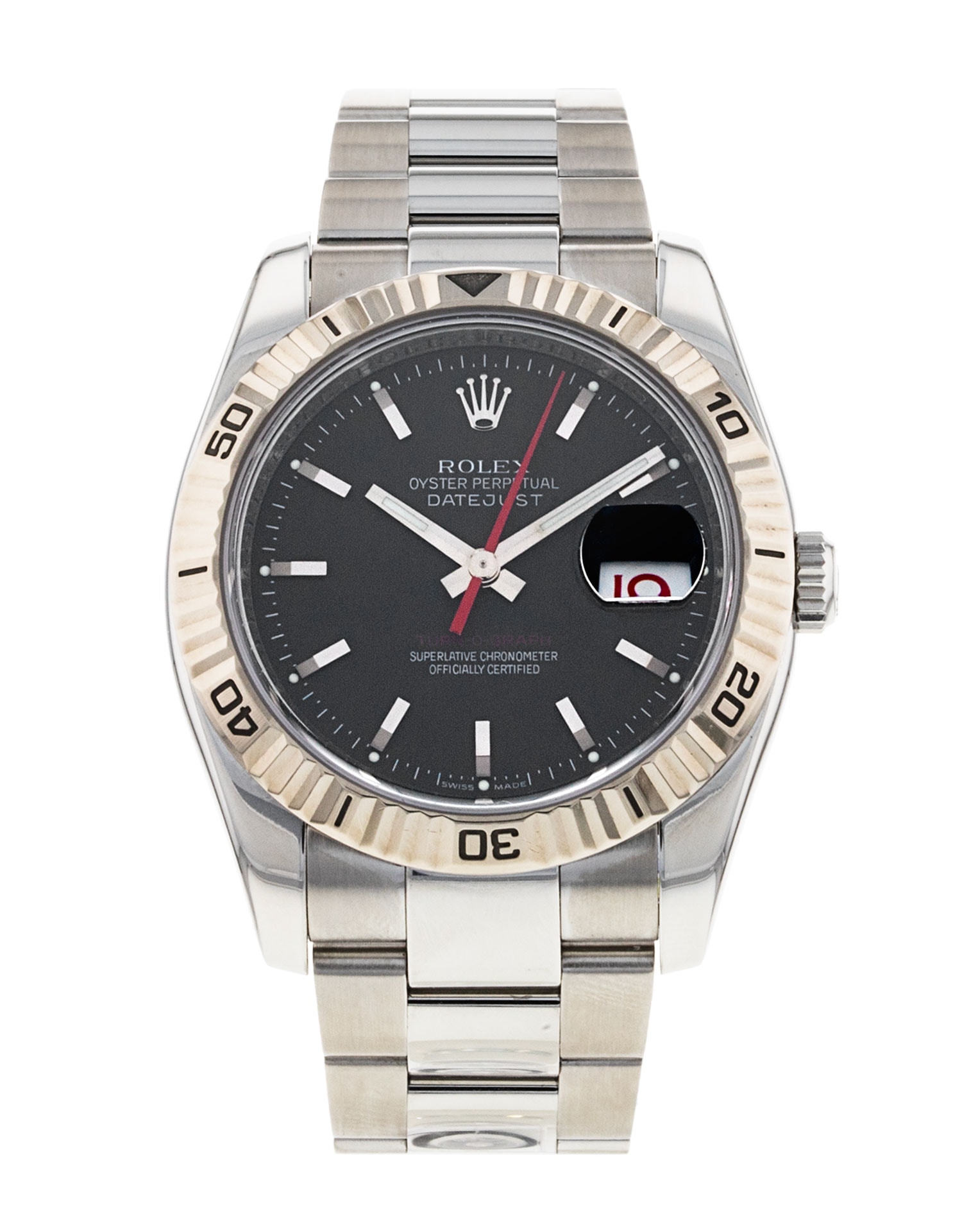 Rolex Turn O Graph 116264 Grey Baton Dial Bracelet Strap