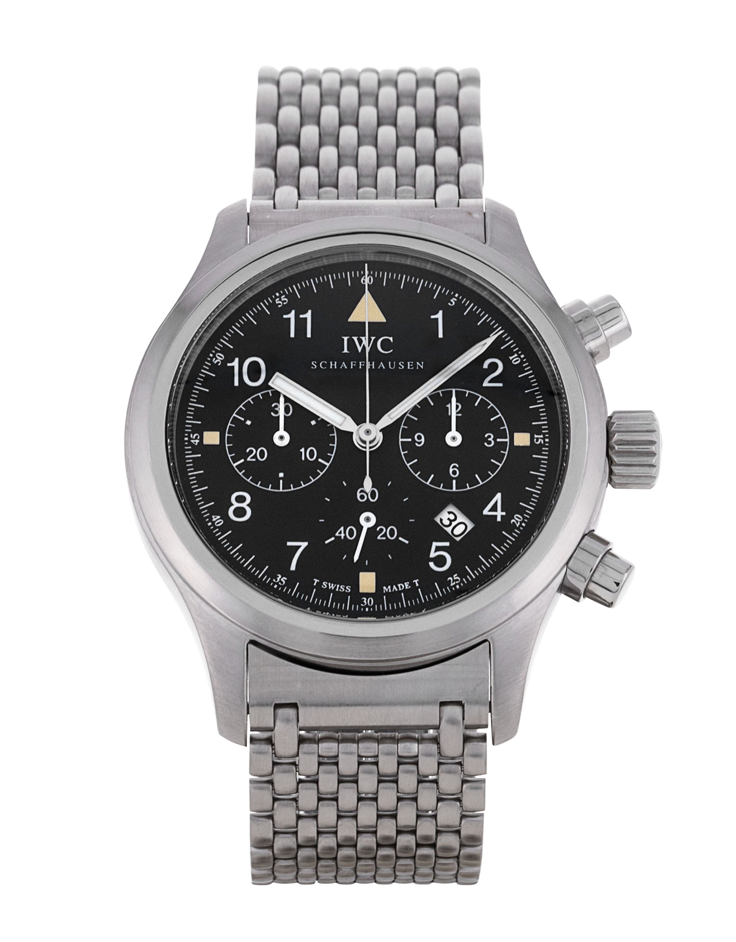IWC Pilot s Chrono Black Arabic Dial Bracelet Strap