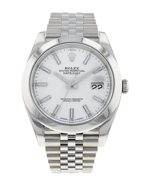 Rolex Datejust 41 126300 White Baton Dial Bracelet Strap