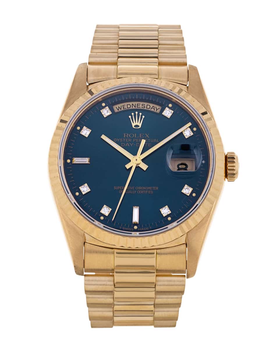Rolex Day-Date 18238 Blue Diamond Dial Bracelet Strap