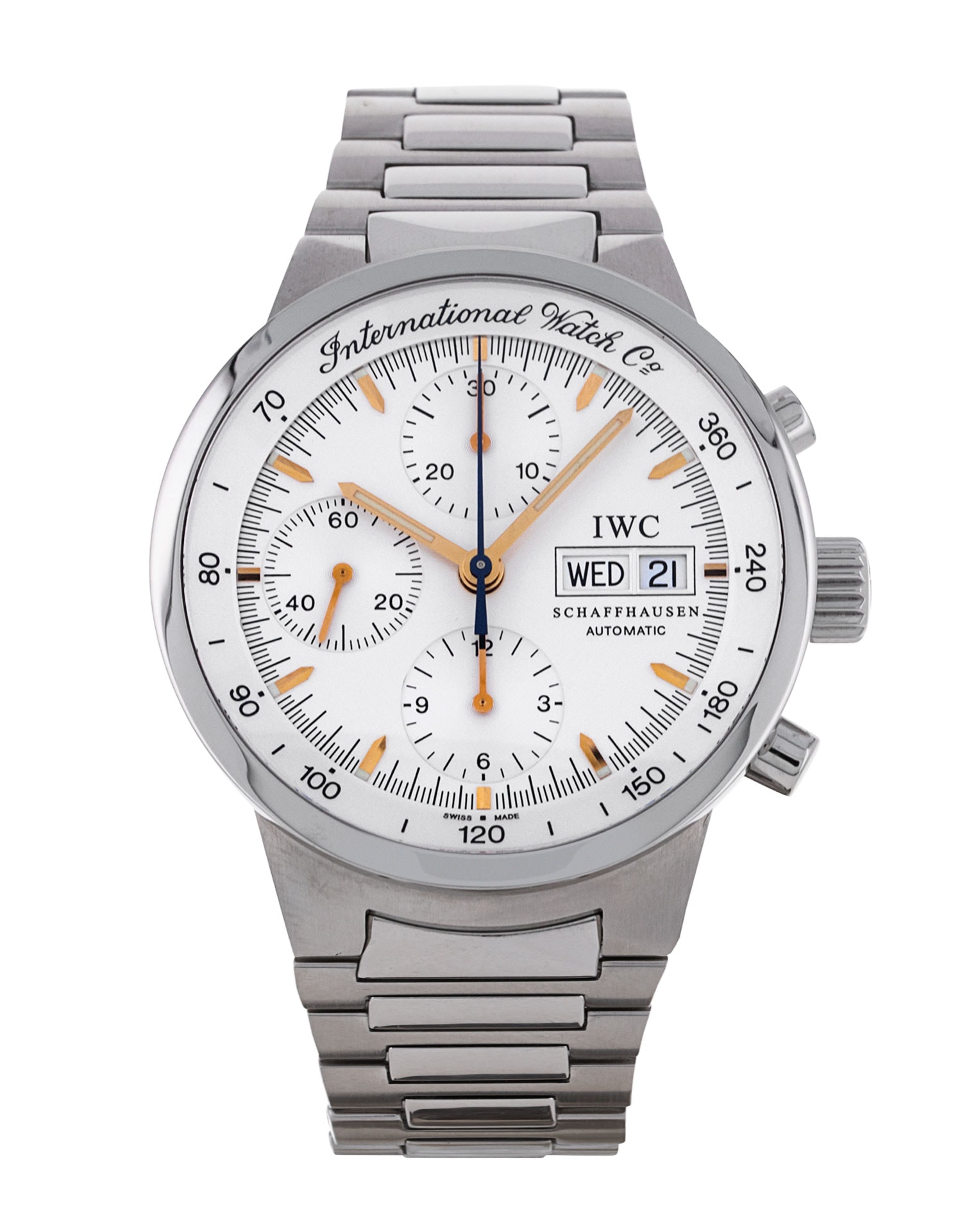 IWC GST Chronograph Silver Baton Dial Bracelet Strap