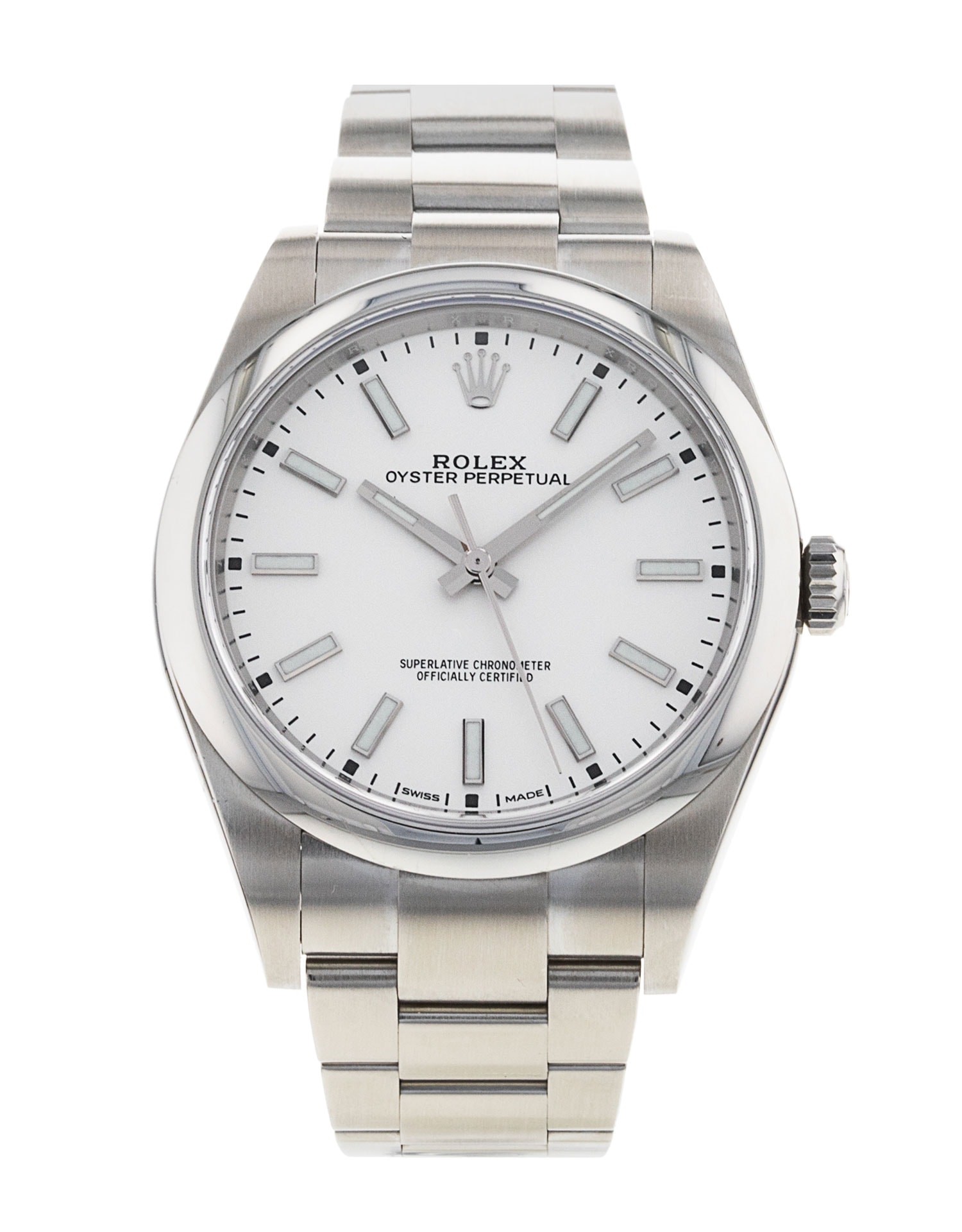 Rolex Oyster Perpetual White Baton Dial Bracelet Strap