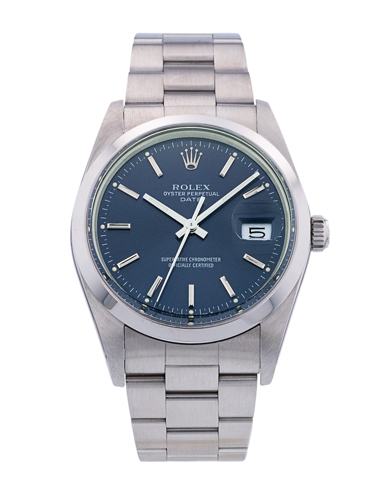 Rolex Oyster Perpetual Date Blue Baton Dial