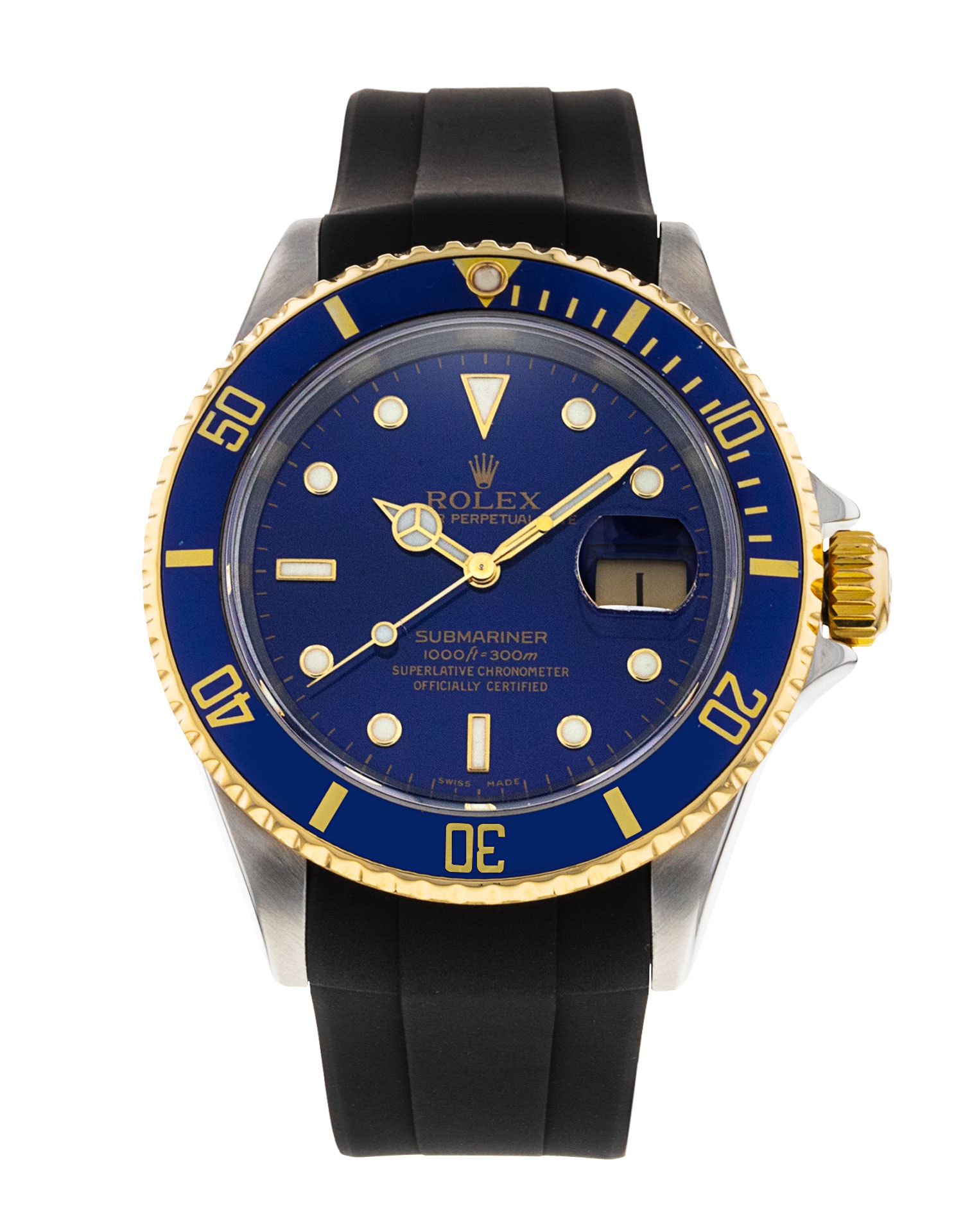 Rolex Submariner 16613 Blue Dial Rubber Strap