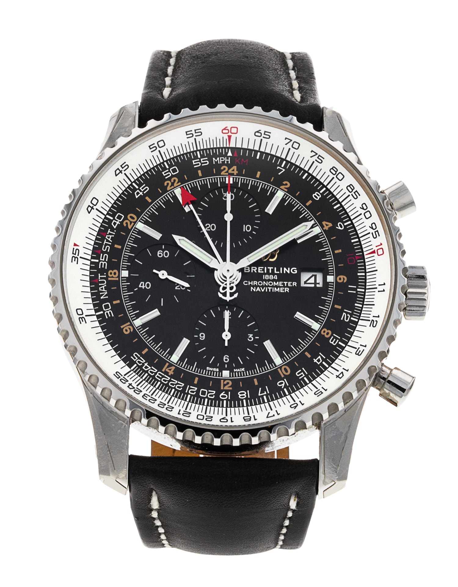 Breitling Navitimer Chronograph GMT 46 Black Baton Dial