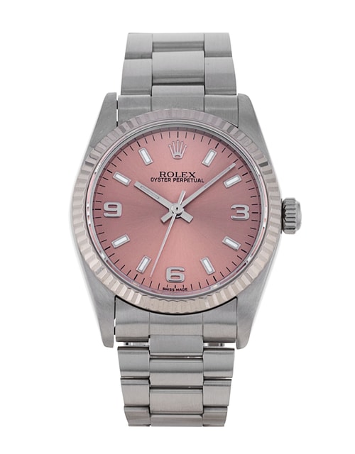 Rolex Oyster Perpetual Salmon Quarter Arabic Dial