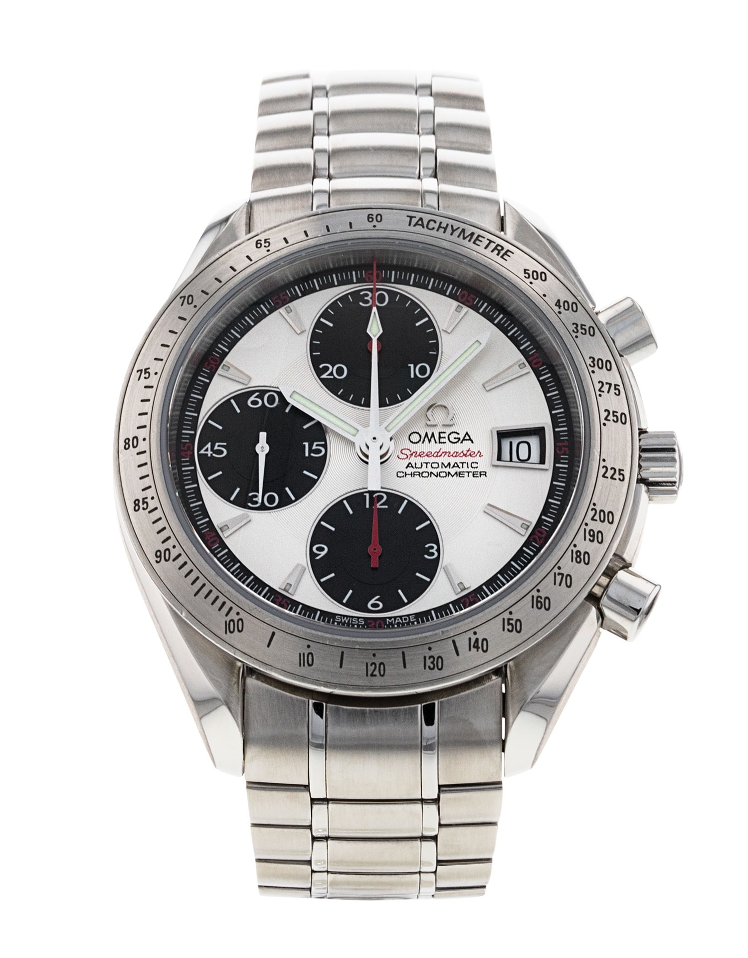 Omega Speedmaster Date Silver Baton Dial Bracelet Strap