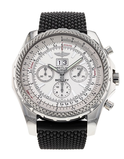 Breitling Bentley 6.75 Silver Baton Dial Rubber Strap