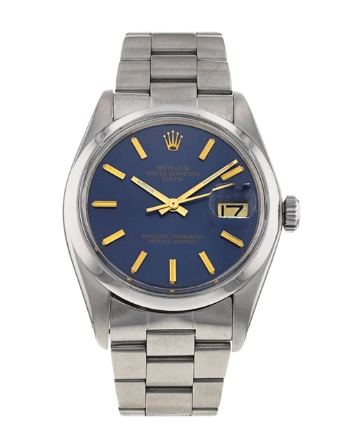 Rolex Oyster Perpetual Date quadrante Blu Baton
