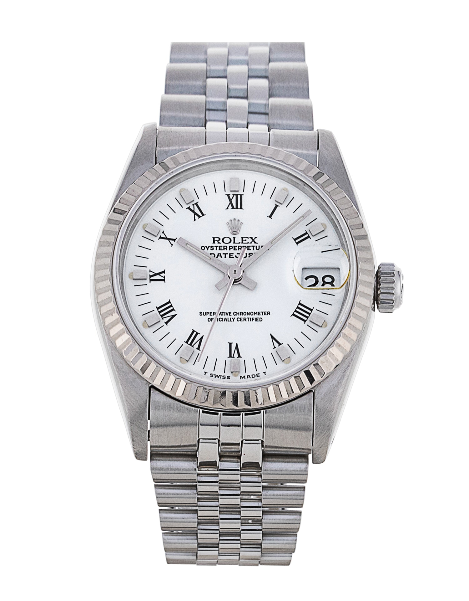 Rolex Mid Size Datejust White Roman Numeral Dial