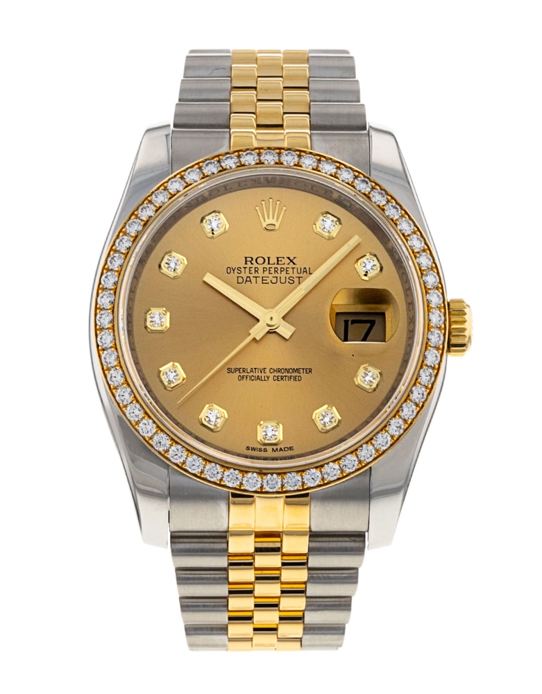 Rolex Datejust Champagne Diamond Dial Bracelet Strap