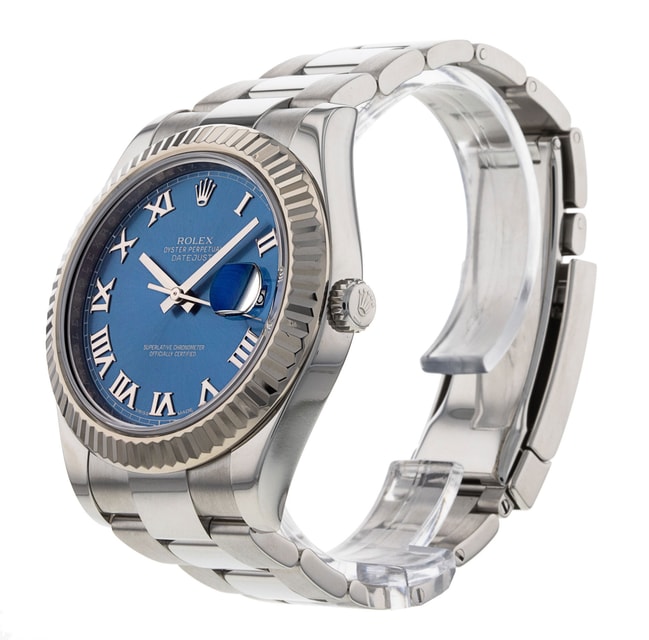 Rolex Datejust II Blue Roman Numeral Dial Bracelet Strap