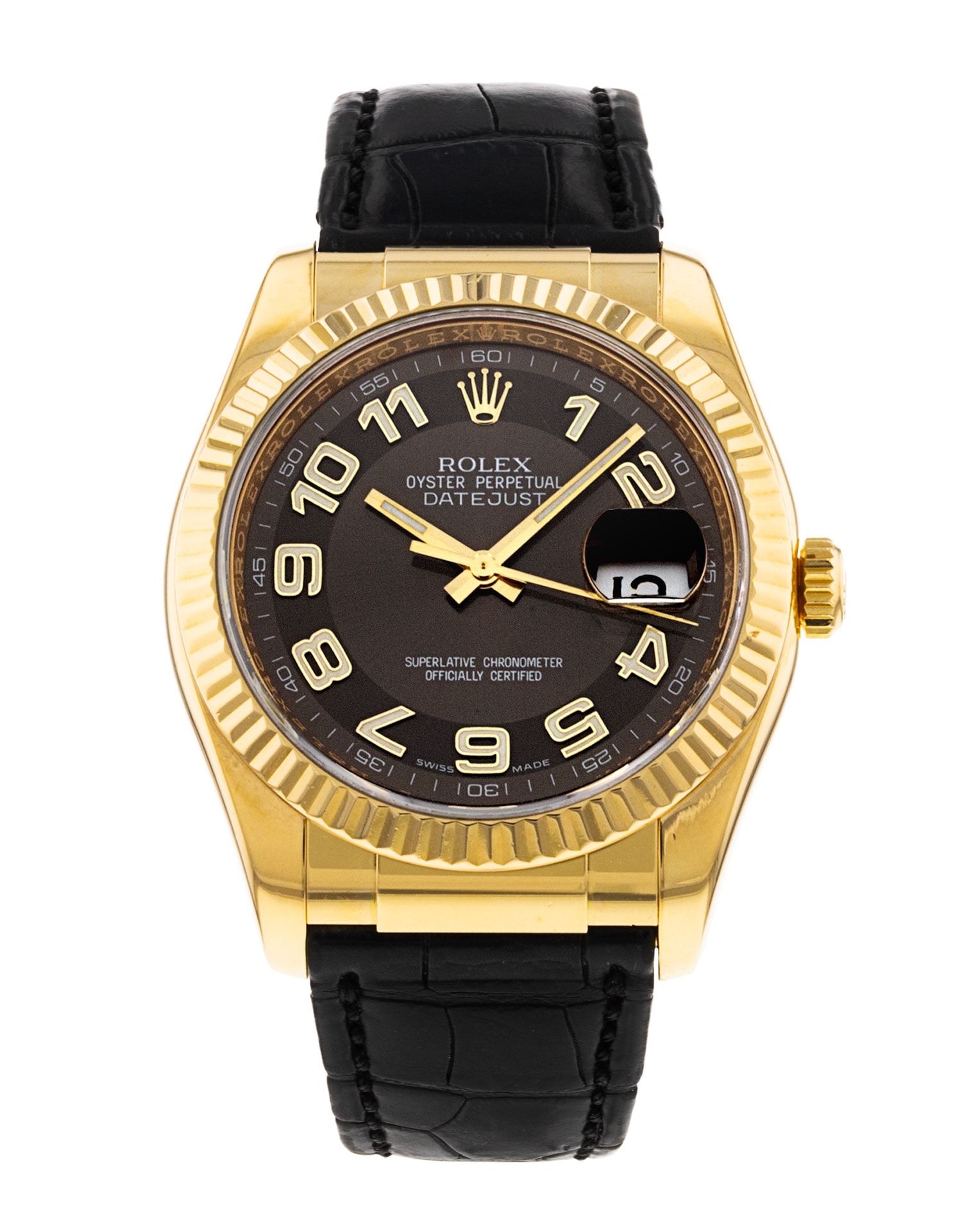 Rolex Datejust 116138 Bronze Arabic Dial Leather Strap