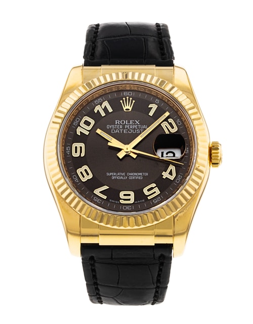 Rolex Datejust 116138 Bronze Arabic Dial Leather Strap